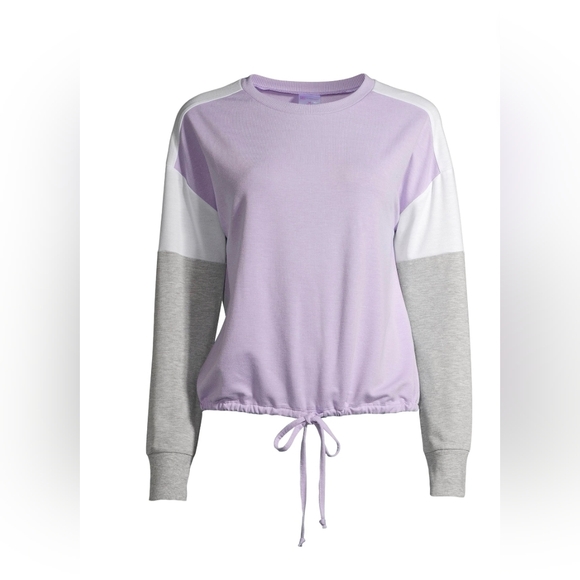 No Boundaries Tops - No Boundaries NEW Color Block Cinched Hem Pullover - Lavender/Grey